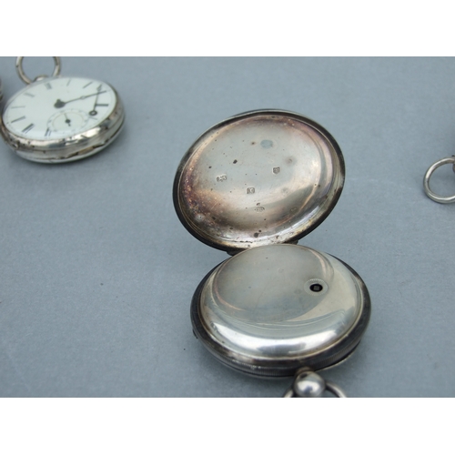 596 - A quantity of silver cased open faced pocket watches, various dates and makers; together with a silv... 