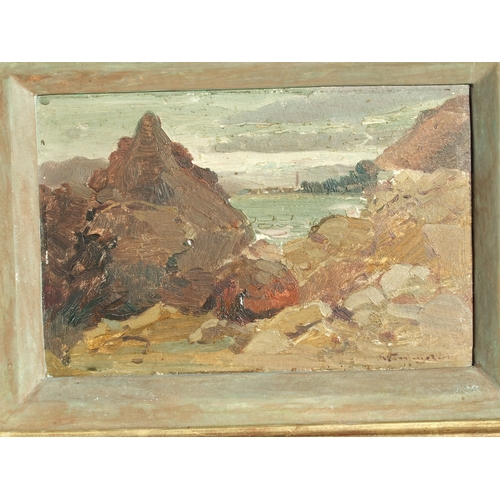 315 - 20th century English school - Seascape - oil on board, indistinctly signed lower right, framed, 23 b... 