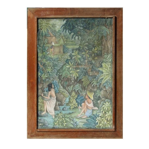 125 - D P Raka Ubud (Balinese school) - a pair of Balinese street scenes with figures, watercolour heighte... 