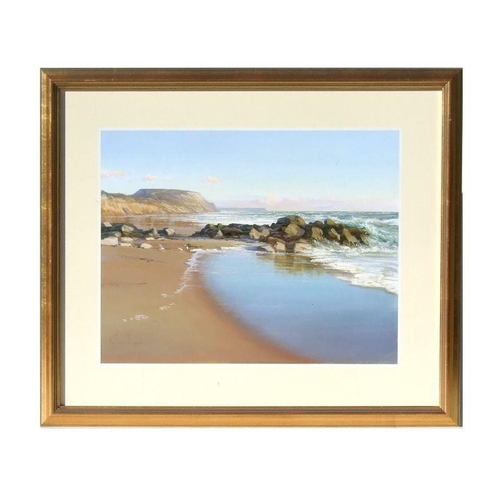 129 - Colin Richens - After the Storm, Hengistbury Head - oil on paper laid down, signed lower left, frame... 