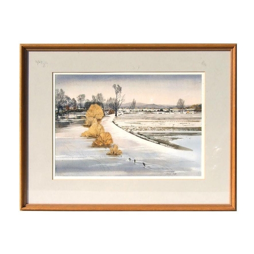 130 - Harold Sayer ARCA RE RWA - The River Severn in Full Flood at Hair Bridge - watercolour, signed lower... 