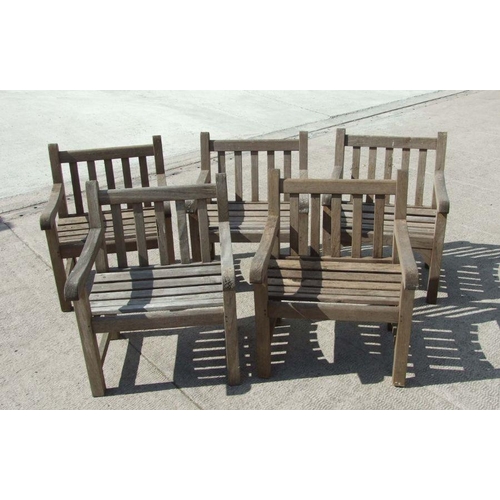 14 - A set of five Britannic teak garden chairs (5).