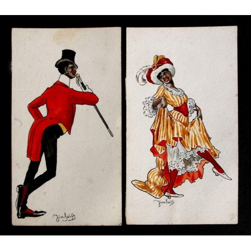 146 - Jim Swift (American school) - two caricatures depicting Black Americans in theatrical costume, both ... 