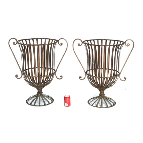 16 - A pair of Ascalon design two-handled metal planters, 65cms high (2).