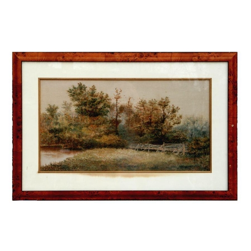 174 - 19th century school - Country Landscape with River and Trees - watercolour, framed & glazed, 56 ... 