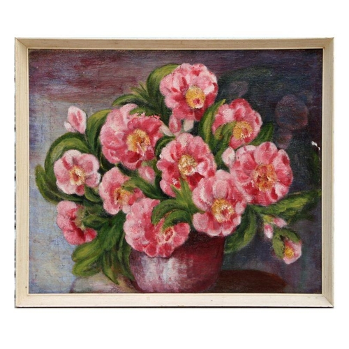 182 - Early 20th century school - Still Life of Flowers in a Vase - oil on board, framed, 45 by 37cms.