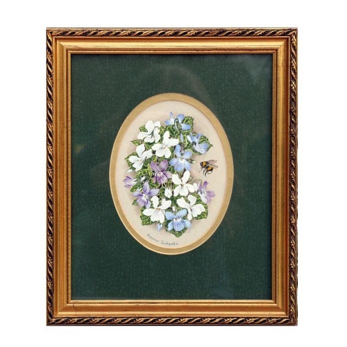 187 - Eleanor Ludgate (modern British) - Devon Violets - singed lower left, watercolour, framed & glaz... 