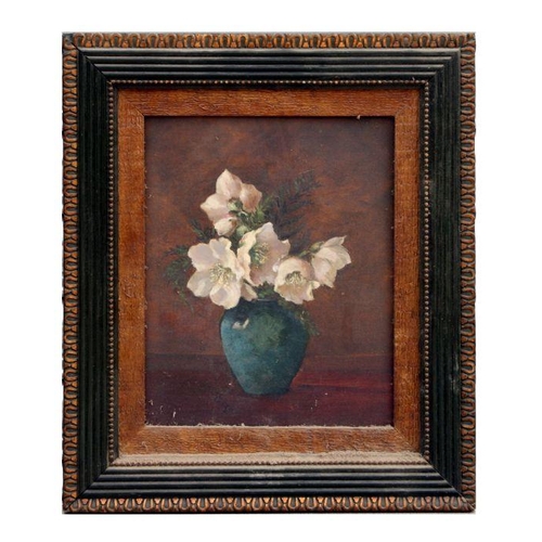 189 - Olga (19th century school) - Still Life of Flowers in a Blue Vase - signed lower left with remains o... 