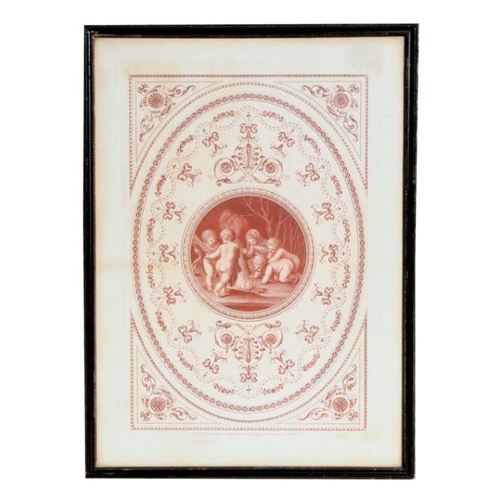 206 - After Bartolozzi - an 18th century engraving depicting Putti within a scrolling decorative border, f... 