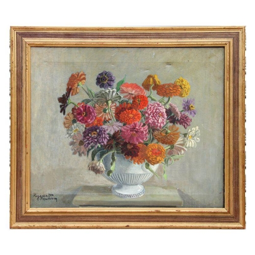 214 - Kynaston Newbery (20th century school) - Still Life of Flowers in a Vase - signed lower left, oil on... 