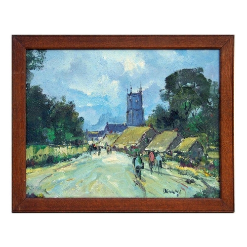 218 - Cyril Deakins (1916-2002) - Village Street Scene - oil on board, signed lower right, framed & gl... 