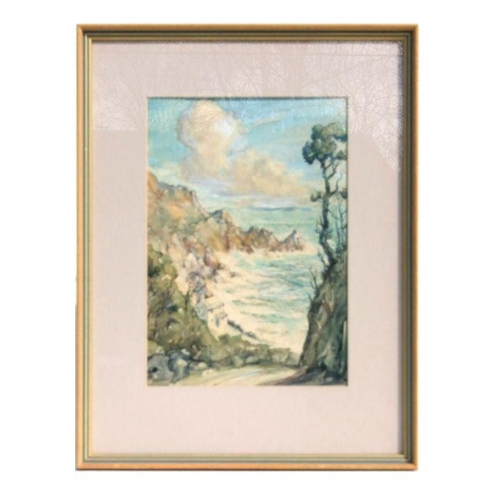 224 - David Beresford - Early Spring Lamorna Cove - pen & ink and watercolour wash, signed & dated... 