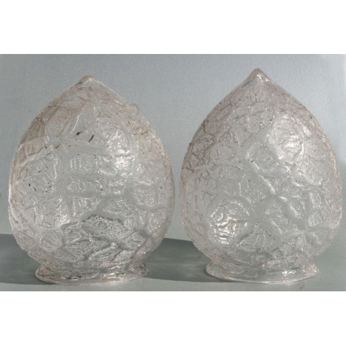 235 - A pair of cracked ice effect glass ceiling light shades, 25cms high (2).