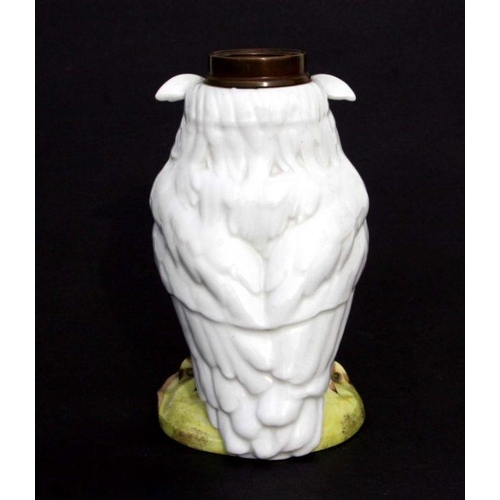 294 - A late 19th / early 20th century French porcelain night light modelled as an owl, retailed by Willia... 