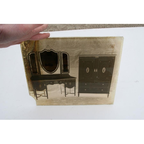 302 - A large quantity of glass photographic plates depicting antique furniture, possibly for an early auc... 