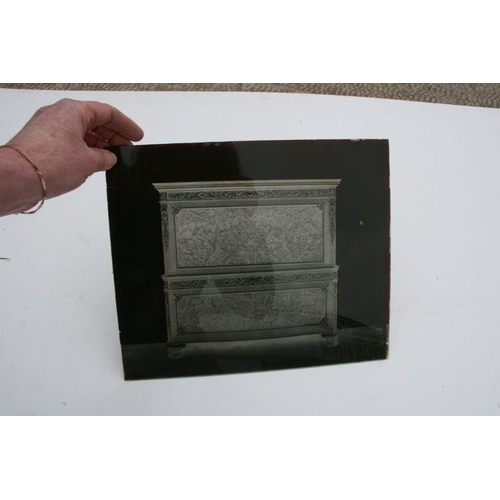 302 - A large quantity of glass photographic plates depicting antique furniture, possibly for an early auc... 