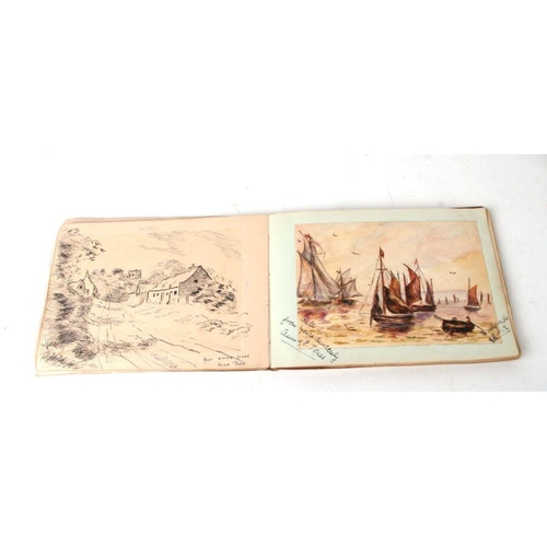 34 - Three early 20th century autograph albums containing poems and watercolours. (3)