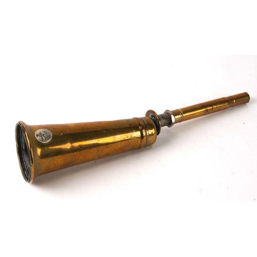 340 - A brass 'King of the Road' car horn, 38cms long.