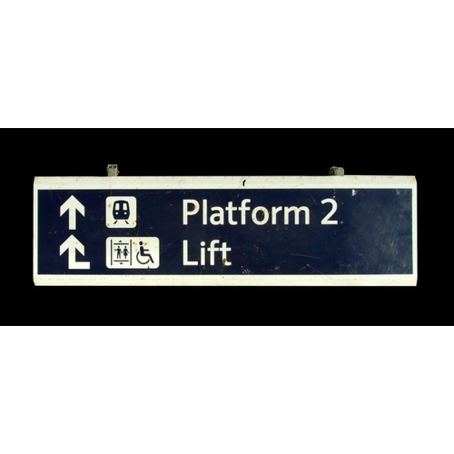 343 - Railway interest.  A British Railways information sign - Platform 2, Lift' by Merson Ltd, 120 by 34c... 