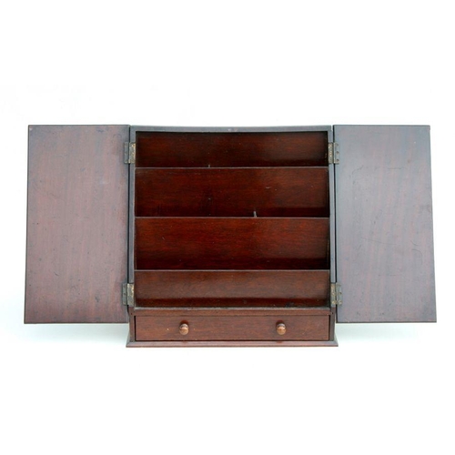 401 - A mahogany desk top stationery box with fitted interior, 38cms wide.