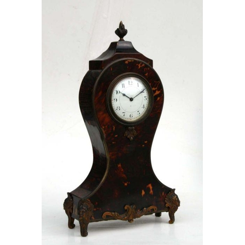 413 - A 19th century French tortoiseshell mantle clock with ormolu mounts and Buren Swiss movement, the wh... 