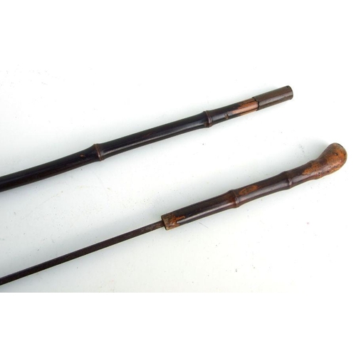 57 - A cane sword stick with a 45cms (17.75ins) square section blade with an overall length of 85cms (33.... 