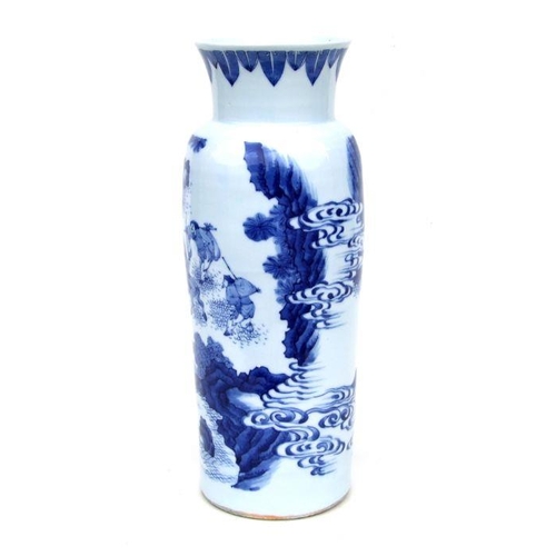 645 - A large Chinese blue & white vase decorated with figures within a landscape, 42cms high.Conditio... 