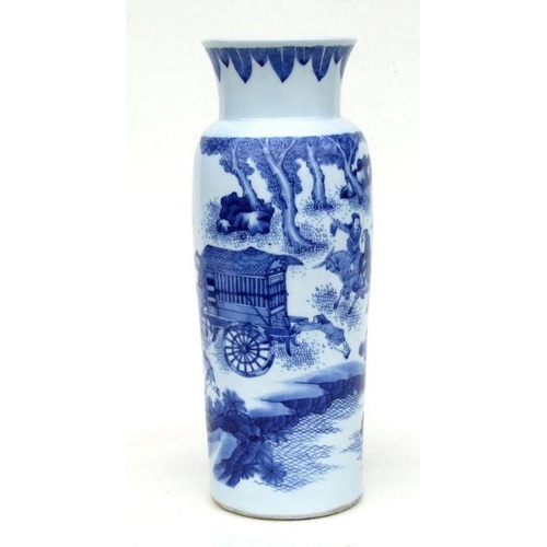 645 - A large Chinese blue & white vase decorated with figures within a landscape, 42cms high.Conditio... 