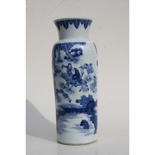 645 - A large Chinese blue & white vase decorated with figures within a landscape, 42cms high.Conditio... 