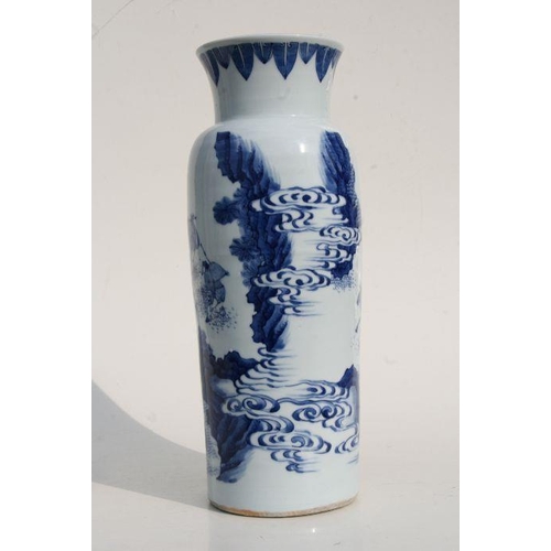 645 - A large Chinese blue & white vase decorated with figures within a landscape, 42cms high.Conditio... 