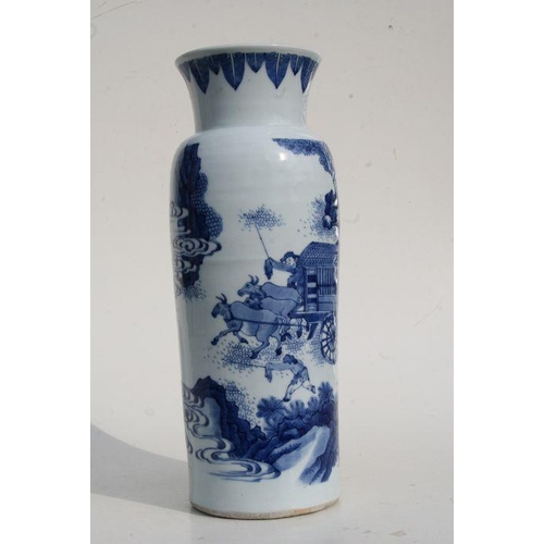 645 - A large Chinese blue & white vase decorated with figures within a landscape, 42cms high.Conditio... 