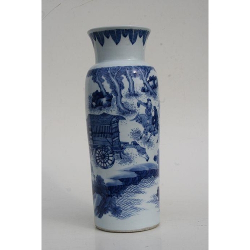 645 - A large Chinese blue & white vase decorated with figures within a landscape, 42cms high.Conditio... 