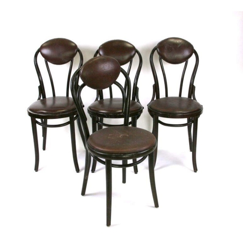 701 - A set of four bentwood dining chairs with upholstered seats and backs (4).