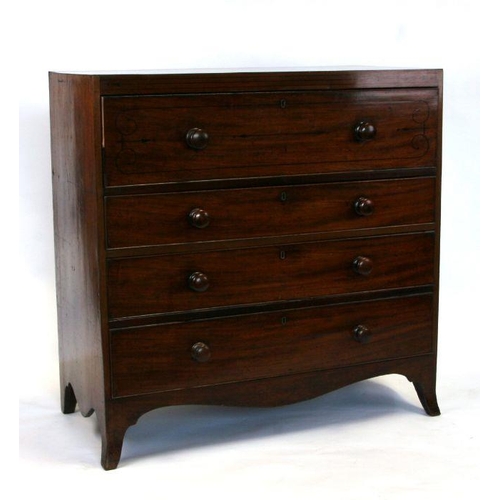 736 - A 19th century mahogany Secretaire chest with a fall-front revealing a fitted interior above two lon... 