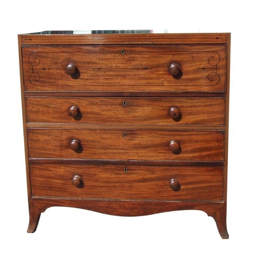 736 - A 19th century mahogany Secretaire chest with a fall-front revealing a fitted interior above two lon... 