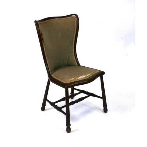 790 - An Art Nouveau mahogany occasional chair with upholstered seat and back.