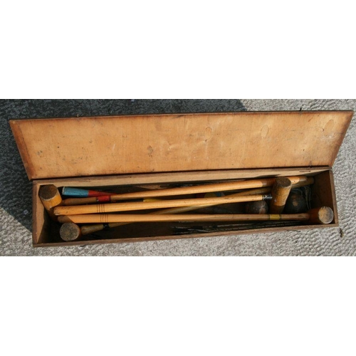 81 - An early 20th century Ayres boxed child's croquet set.