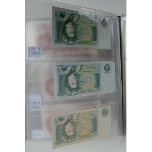 430 - A quantity of English banknotes to include 10 shilling and £1 notes,  many uncirculated with consecu... 