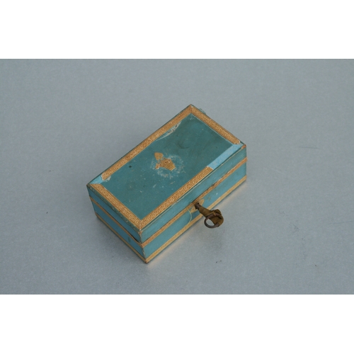 400 - A 19th century French sewing box with fitted interior, 11cms wide; together with a silver topped fla... 