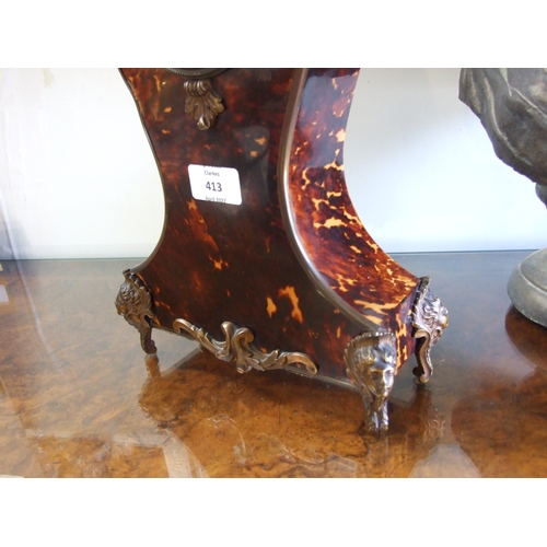 413 - A 19th century French tortoiseshell mantle clock with ormolu mounts and Buren Swiss movement, the wh... 