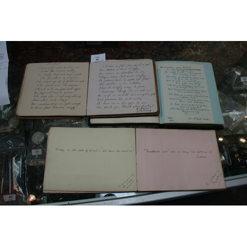 34 - Three early 20th century autograph albums containing poems and watercolours. (3)