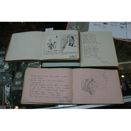 34 - Three early 20th century autograph albums containing poems and watercolours. (3)