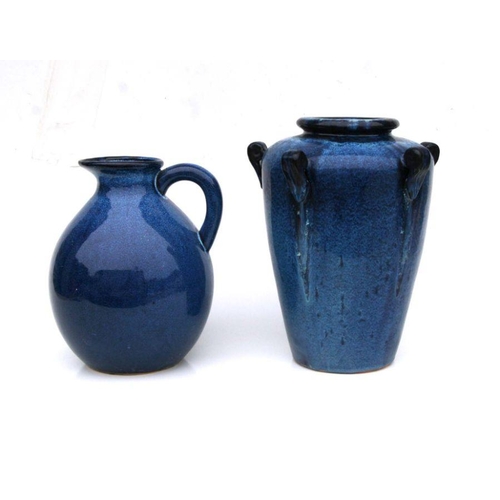 101 - A group of large Studio pottery and similar vases and jugs, the largest 49cms high (5).