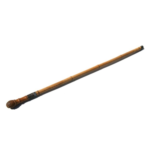 137 - A bamboo shafted sword stick with a 53cms (20.875ins) triangular section blade. Overall length 97.5c... 