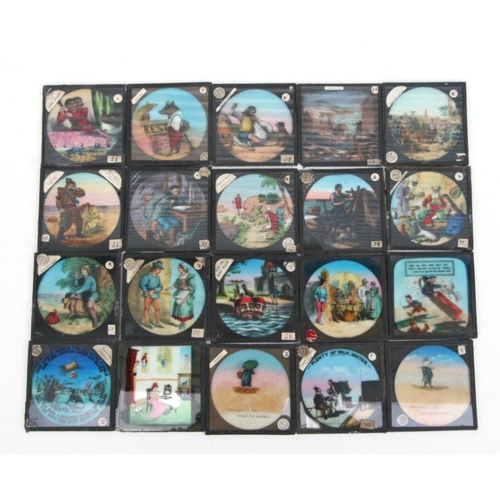 148 - A quantity of magic lantern slides topographical and nursery room subjects.