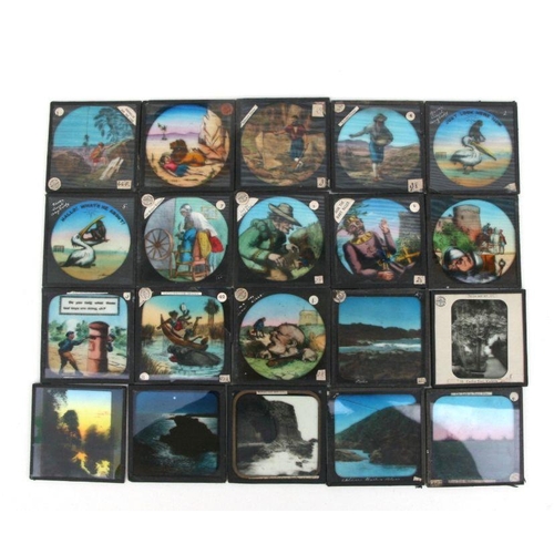 148 - A quantity of magic lantern slides topographical and nursery room subjects.