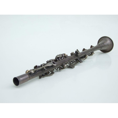 170 - An early 20th century Cleveland Musical Instrument Co. silver plated clarinet, 55cms long (missing m... 