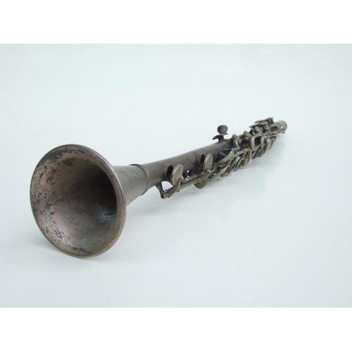 170 - An early 20th century Cleveland Musical Instrument Co. silver plated clarinet, 55cms long (missing m... 