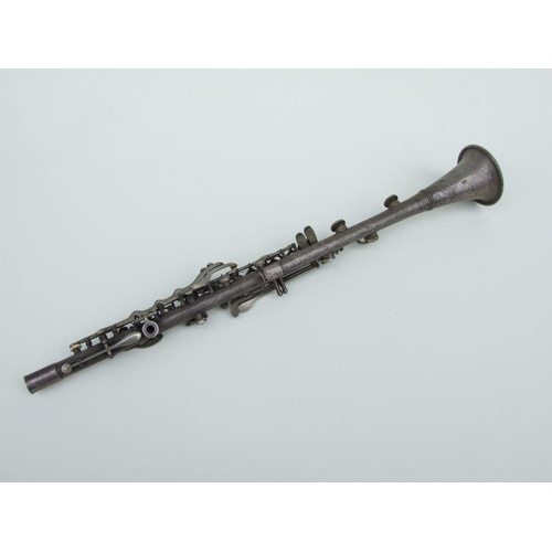 170 - An early 20th century Cleveland Musical Instrument Co. silver plated clarinet, 55cms long (missing m... 