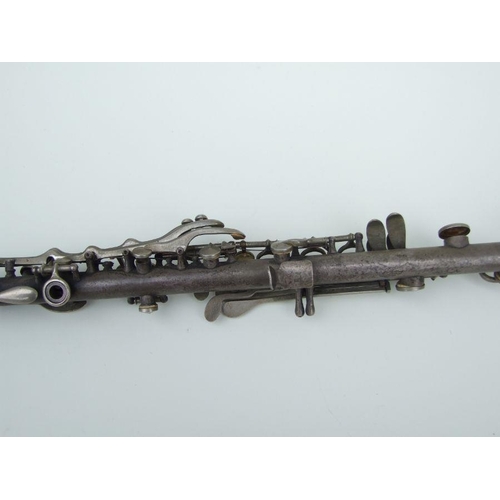 170 - An early 20th century Cleveland Musical Instrument Co. silver plated clarinet, 55cms long (missing m... 